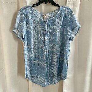 COco Vintage Womens Top‎ Size XL Blue Bandana Print Western Boho Y2K 17737